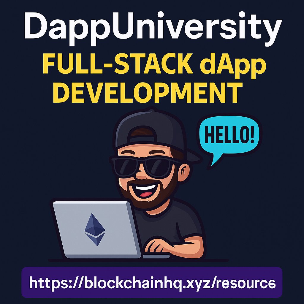 blockchainhqxyz's tweet image. Day 36 of 100: DappUniversity Full-Stack dApp Development
If you’re eager to build real-world Web3 applications, @DappUniversity Full-Stack dApp Development course is a fantastic resource.
This course teaches you to build decentralized applications (dApps) from scratch,…