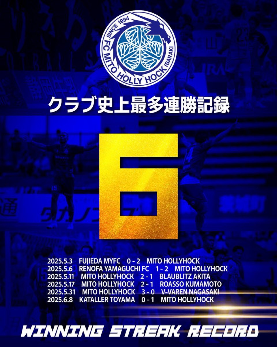 6連勝。歴史的なメンバーの一員である事にとても誇りを感じています！これからもっと勝利を重ねていきましょう。