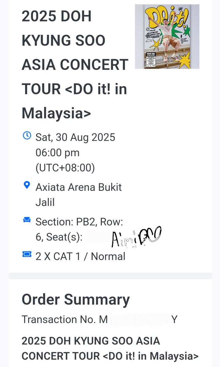 WTS Doh Kyungsoo <Do It> in KL

Cat 1 PB2 Row 6 Seat 2x and 2x

RM1,000 each

RFS : helped my friends bought but they secured better seats

Please DM if interested. 
Pls help RT, thanks <a href="/pasar_EXO/">Pasar EXO</a> <a href="/gyeongsucinema/">Gyeongsu Cinema Employees</a> <a href="/squishylilbear/">Gummy Bear |🐻🐧🍒</a>

#도경수 #DOHKYUNGSOO #DOHKYUNGSOOinKL