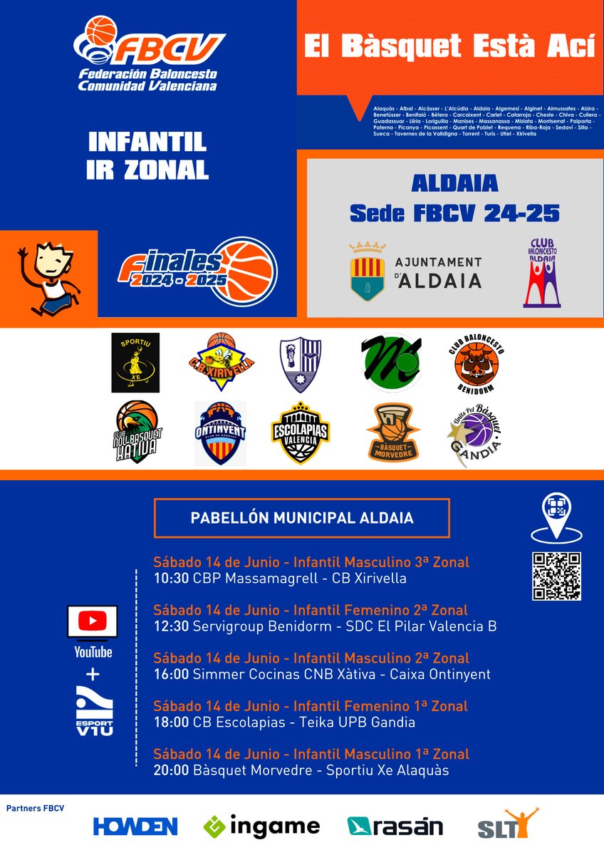 ᴄᴏᴍᴘᴇᴛɪᴄɪᴏɴᴇꜱ | Finales Infantil y Cadete IR Zonal ➡️ bit.ly/3ZKknWT

🏀 Cadete en Alaquàs
🏀 Infantil en Aldaia