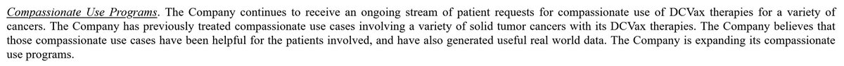 From the latest 10-Q...How are the compassionate use cases going?  What types of cancers are being treated? What are overall survival rates?  Is the reason we don't hear due to $NWBO's pending but not approved MAA?  Will we get answers to these and other questions if they do?