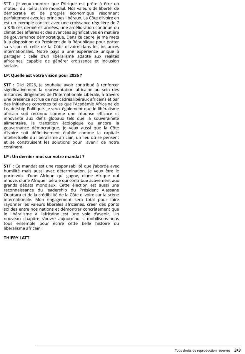 Le Président de la République SEM Alassane Ouattara incarne un engagement libéral concret et efficace.

📌 Mon interview en qualité de Vice-président de l'International Libéral.
#stt #internationalliberal #RHDP
👇🏾👇🏾👇🏾