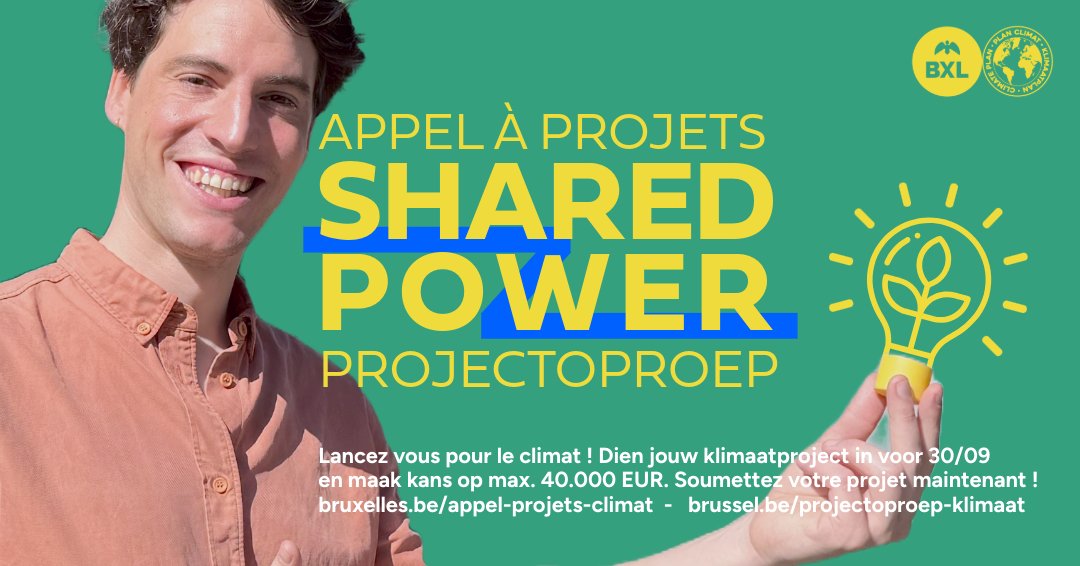 Participez à « Shared Power », le nouvel appel à projets pour le climat de la Ville de Bruxelles !

Construisons ensemble la ville de demain. Soumettez votre projet jusqu’au 30 septembre. 

👉bruxelles.be/appel-projets-…
#ClimateAction #brussels