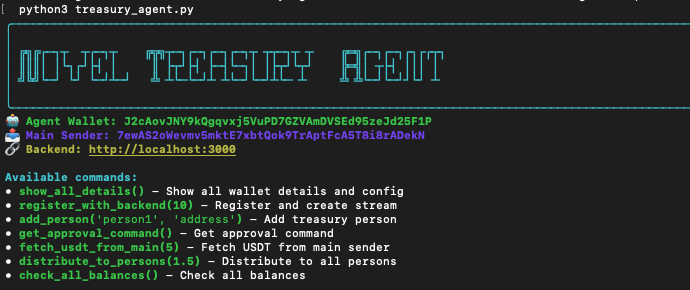novelecosystem's tweet photo. Ecstatic to see the community's great use of our private beta! The Novel Treasury Agent pulls funds from the ledger using onchain rules without confirmation. It stores and retrieves addresses, then transacts on @soon_svm using the agent wallet by forming instructions with IO intelligence built by @ionet.