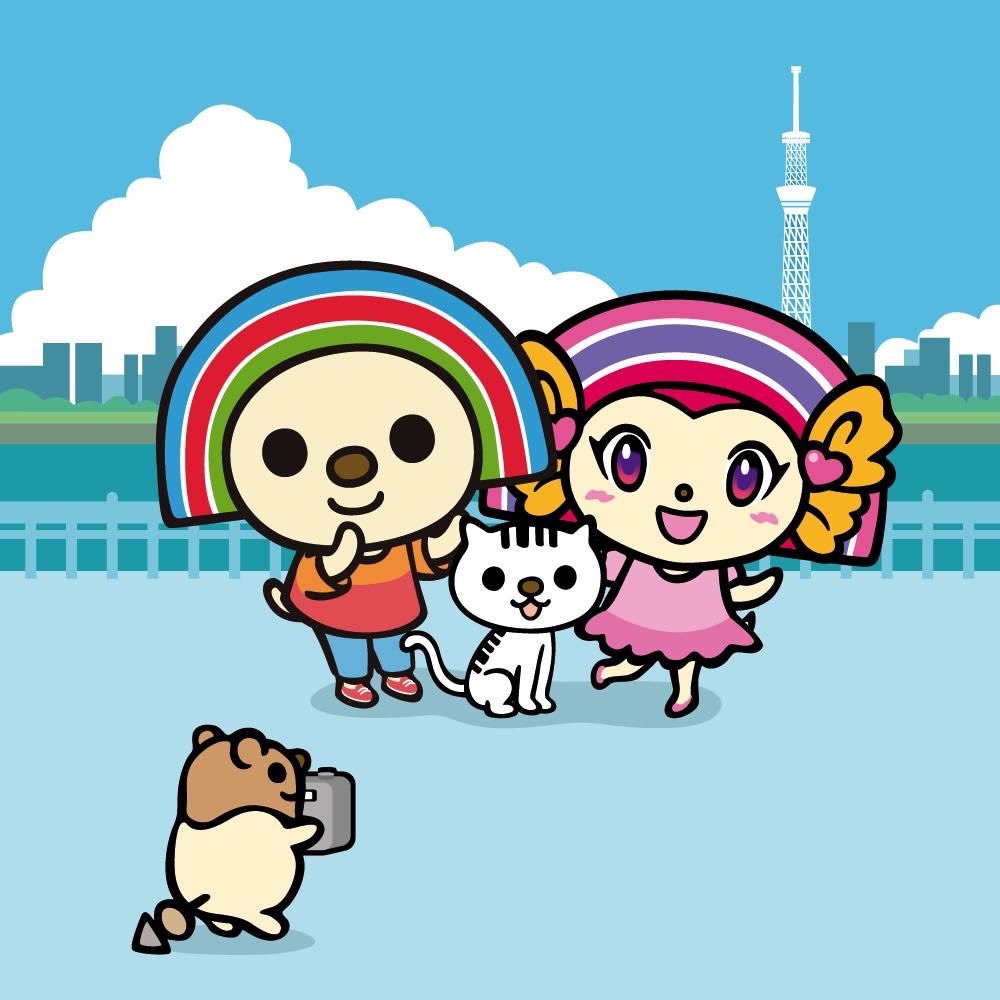 スカイツリーといっしょに写真をとったよ🌈スカイツリーは未来っぽくてステキだね🍍
#openちゃん #台湾 #スカイツリー　#猫