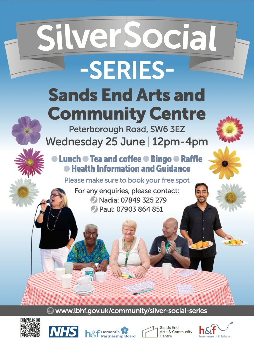 H&F Council (@lbhf) on Twitter photo Our Silver Socials are fun, free meet ups for older residents who are feeling isolated, vulnerable or lonely.
The next one is on 25 June at <a href="/SeaccFulham/">SEACCFulham</a>, 12pm-4pm.
It will include a hot lunch, bingo, a raffle, live entertainment and more.
Book: lbhf.gov.uk/community/silv… Our Silver Socials are fun, free meet ups for older residents who are feeling isolated, vulnerable or lonely.
The next one is on 25 June at <a href="/SeaccFulham/">SEACCFulham</a>, 12pm-4pm.
It will include a hot lunch, bingo, a raffle, live entertainment and more.
Book: lbhf.gov.uk/community/silv…