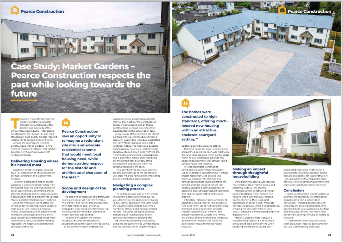 Check out pages 38 and 39 of the latest edition of House Build Magazine. 
A case study focusing on the diversity and ingenuity of the UK's construction industry features our Market Gardens development in Torrington which we are very proud of indeed.

housebuild-magazine.co.uk/issue8/index.h…