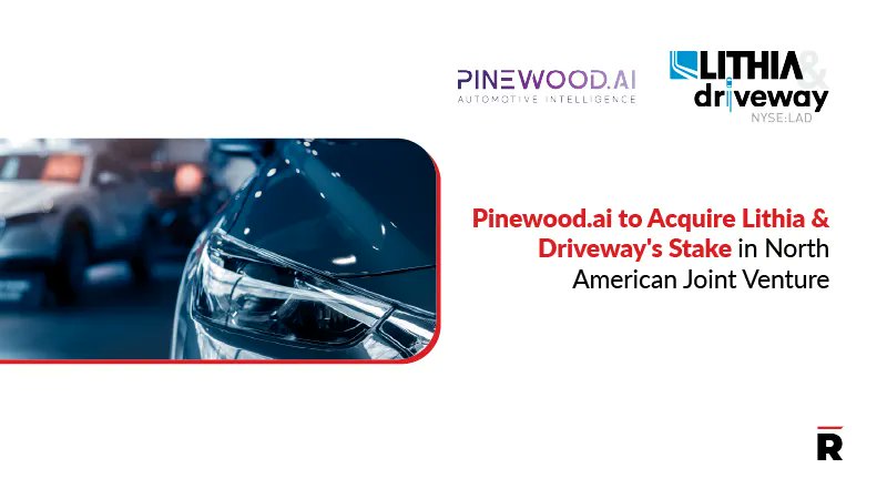 Read_Magazine21's tweet image. @PinewoodAi to Acquire @lithiamotors Stake in North American Joint Venture
𝐑𝐞𝐚𝐝 𝐌𝐨𝐫𝐞:
readmagazine.com/industries/aut…
#Automotive #automotiveretailsector #CloudbasedSoftware #LithiaandDriveway #news #PinewoodTechnologies #PinewoodAI #ReadMagazine