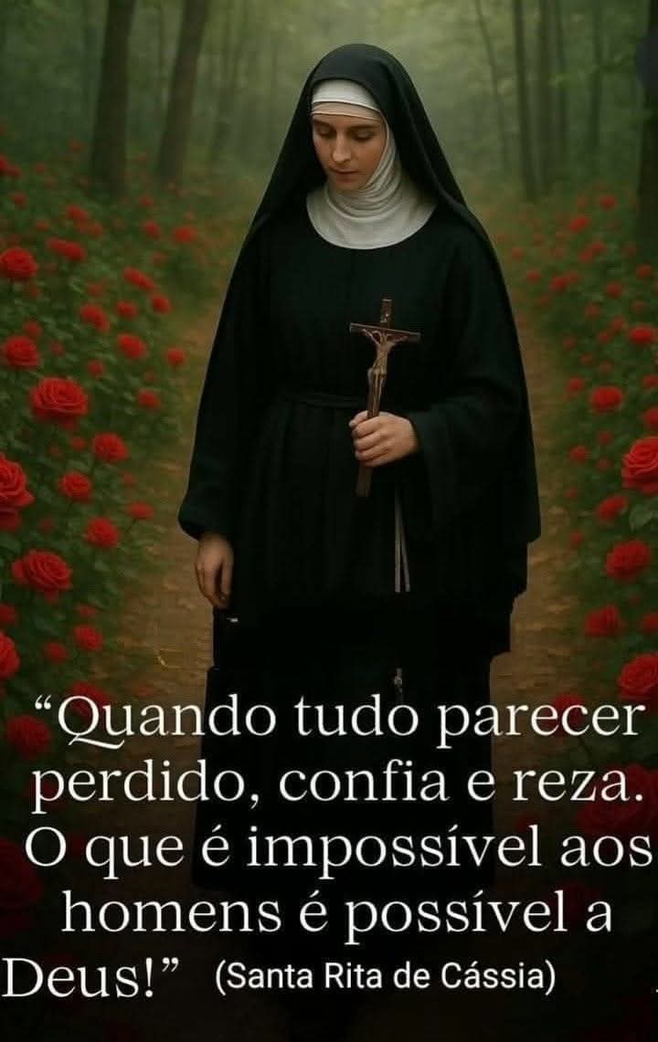 "Quando tudo parecer perdido, confia e reza. O que é impossível aos homens é possível a Deus!"

Santa Rita de Cássia