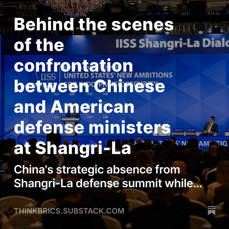 China’s Strategic Approach: Prioritizing Peace over Posturing
▶️ tinyurl.com/23oepjec

China’s calculated absence from the Shangri-La Defense Summit, while actively engaging in economic forums like the ASEAN-GCC-China conference, sends a powerful message. 

Beijing is doubling