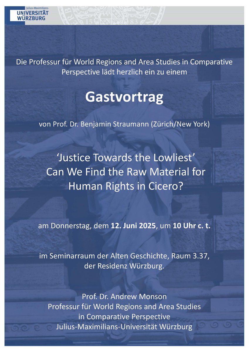 Alte Geschichte JMU Würzburg (@altegjmu) on Twitter photo Besuch aus Zürich: Am Donnerstag kommt Benjamin Straumann <a href="/IurisConsensus/">The Just City</a> zu uns und spricht über Cicero und die Menschenrechte. Alle Interessenten sind herzlich willkommen. Besuch aus Zürich: Am Donnerstag kommt Benjamin Straumann <a href="/IurisConsensus/">The Just City</a> zu uns und spricht über Cicero und die Menschenrechte. Alle Interessenten sind herzlich willkommen.