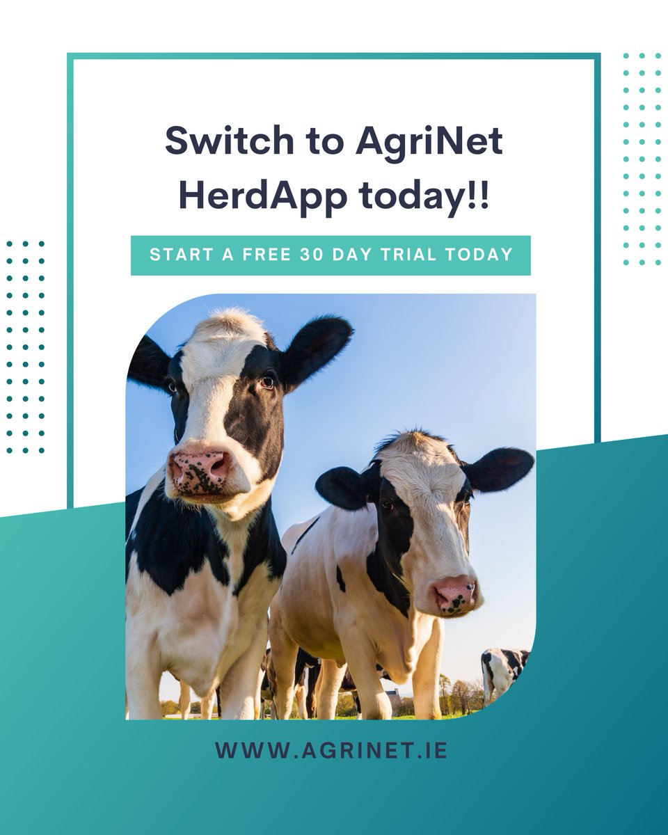 Make the switch to AgriNet HerdApp today and discover how we can assist you on your farm! 👍 AgriNet HerdApp is a user-friendly software that's been supporting Irish farmers since 1994. Download AgriNet HerdApp now to begin your FREE 30-Day Trial! 🐮