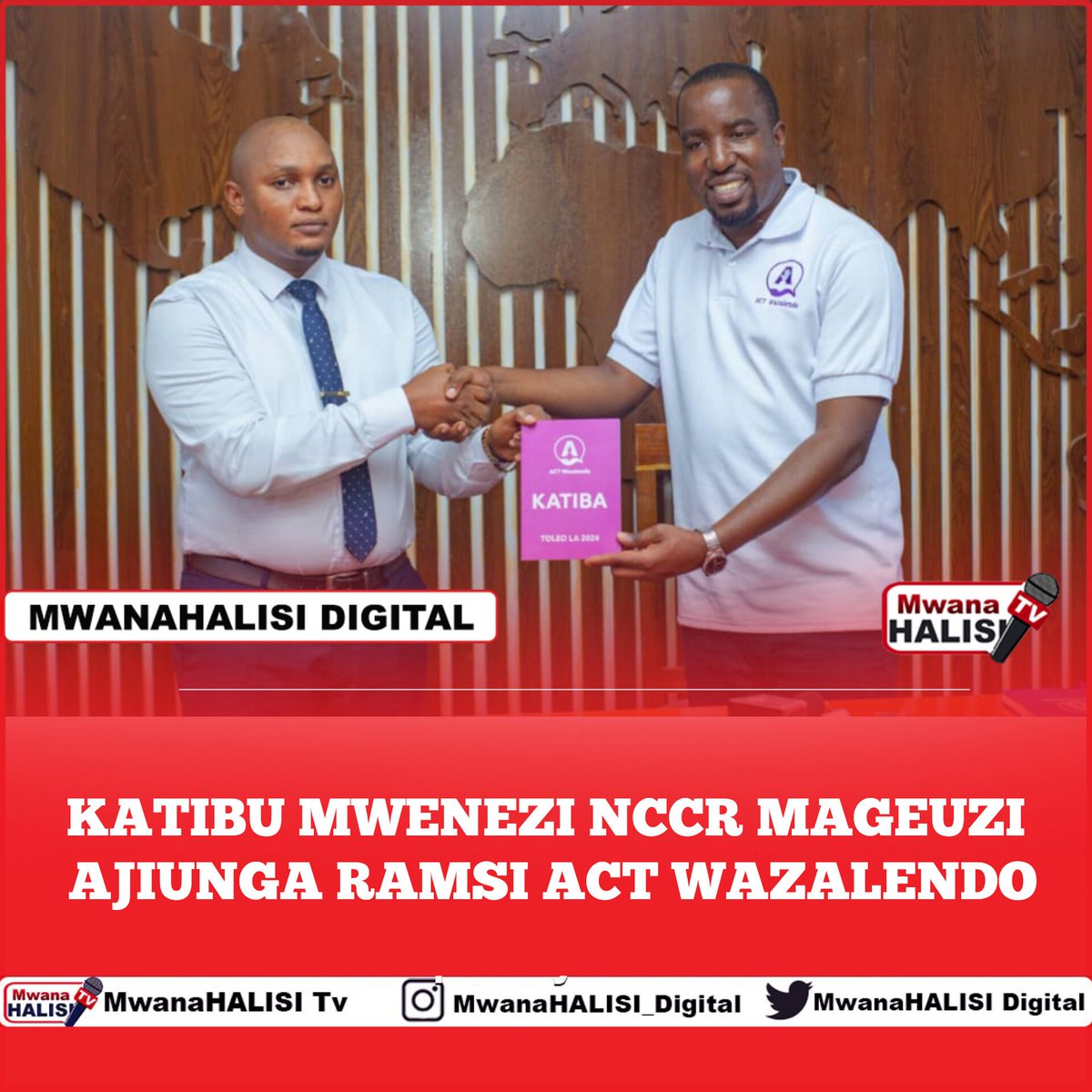 Katibu Mwenezi Taifa wa Chama cha NCCR Mageuzi, Elisante Ngoma amekihama Chama hicho na kujiunga na ACT Wazalendo. Elisante amepokelewa na Katibu Mkuu wa ACT Wazalendo, Ado Shaibu leo tarehe 9 Juni 2025 katika Ukumbi wa Juma Duni Haji, Makao Makuu ya Chama hicho Magomeni, Dar es