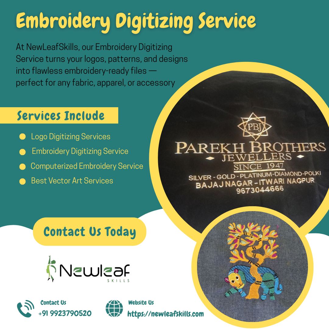 newleafskill's tweet image. At NewLeafSkills, our Embroidery Digitizing Service turns your logos, patterns, and designs into flawless embroidery-ready files perfect for any fabric, apparel, or accessory
>newleafskills.com
#EmbroideryDigitizingService #logodigitizingservicesinindia #LogoDigitizing