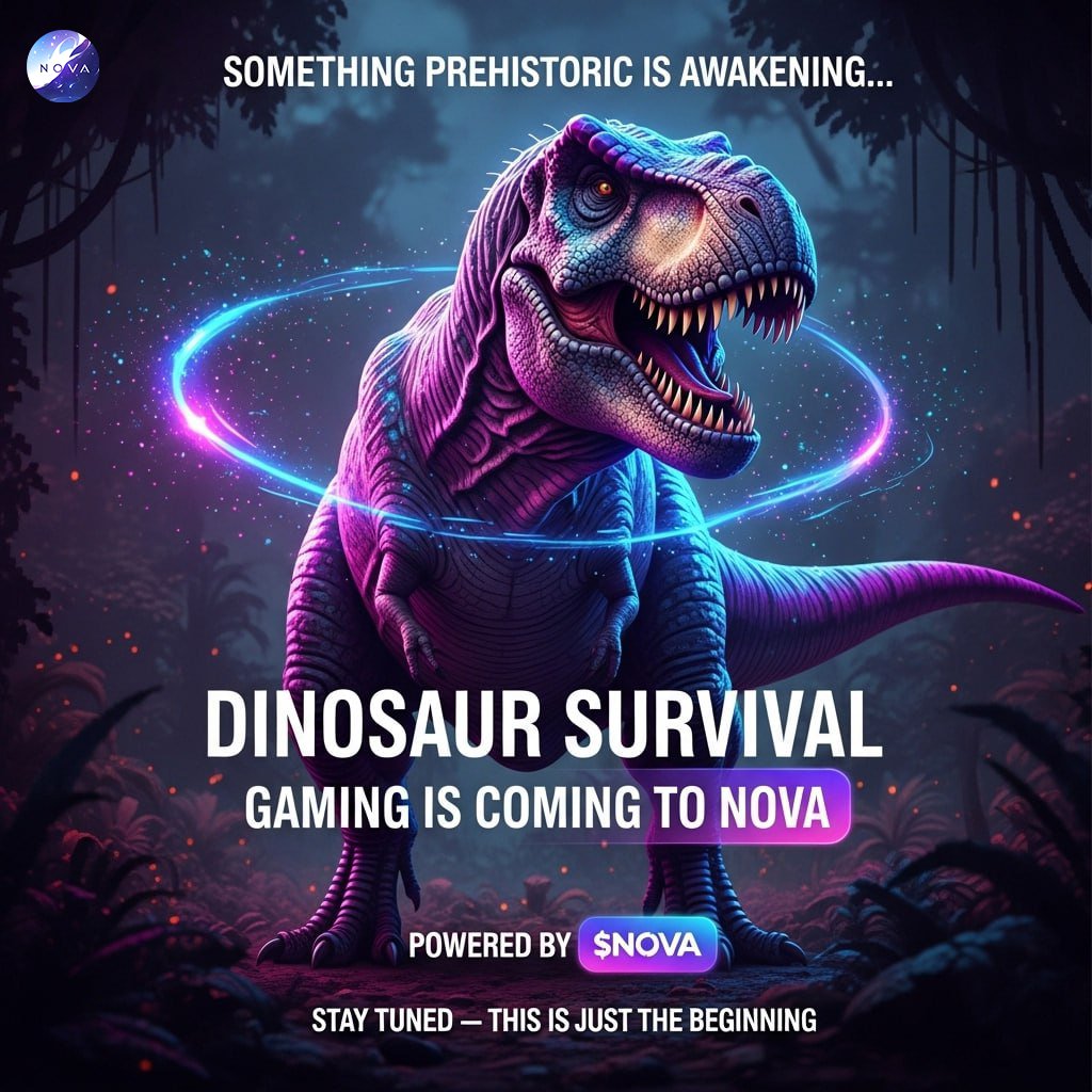 ai_nova_off's tweet image. 🦕 SOMETHING PREHISTORIC IS AWAKENING... 🦕

NOVA is excited to announce our upcoming Dinosaur Survival GameFi experience! 

🎮 Survive, evolve, and earn $NOVA tokens
🏆 Real rewards for skilled gameplay  

The gaming revolution meets real-world value. This is just the beginning…