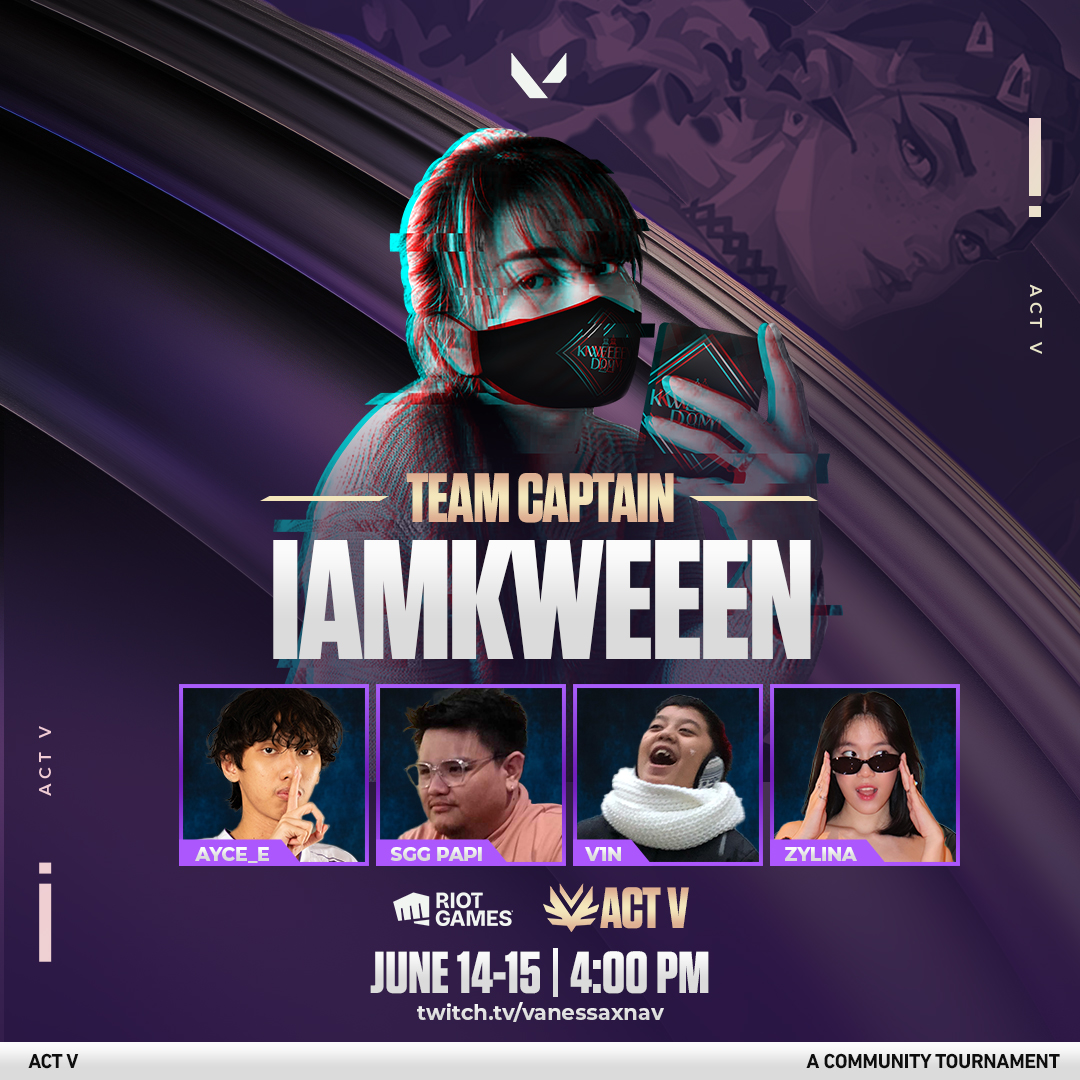 ActVCommunity's tweet photo. Pure energy meets chaos. Team Iamkweeen thrives in unpredictable fights, even more when the stakes are high.

@iamKweeen 
@ayceee_a 
@sgg_papi 
@v1nfps_ 
@zylinafps 

#ACTV
June 14-15, 2025
TTV / vanessaxnav https://t.co/LhQnAzf0kY