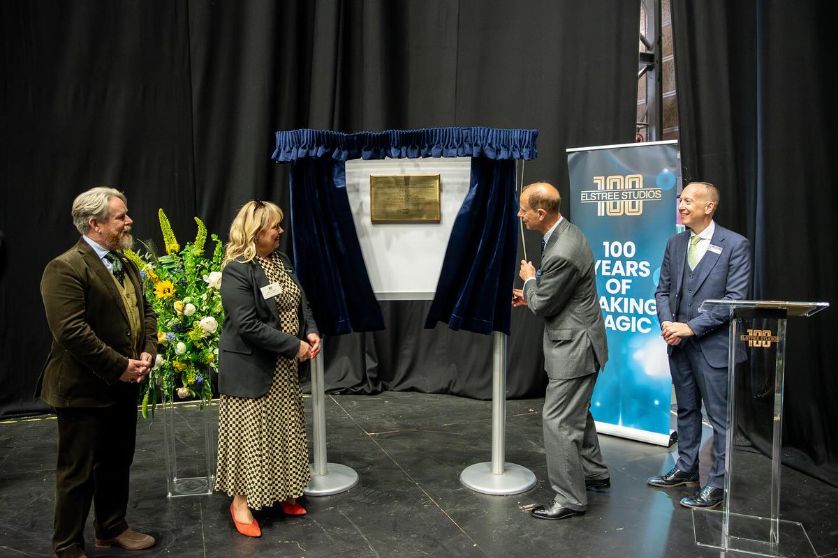 Our midnight blue unveiling curtains were used at <a href="/ElstreeStudios/">Elstree Studios</a>’ 100th anniversary, attended by His Royal Highness The Duke of Edinburgh. Planning a special event? Call 01904 400800 for luxury curtains &amp; plaques! #RoyalVisit #UnveilingCurtains #Anniversary