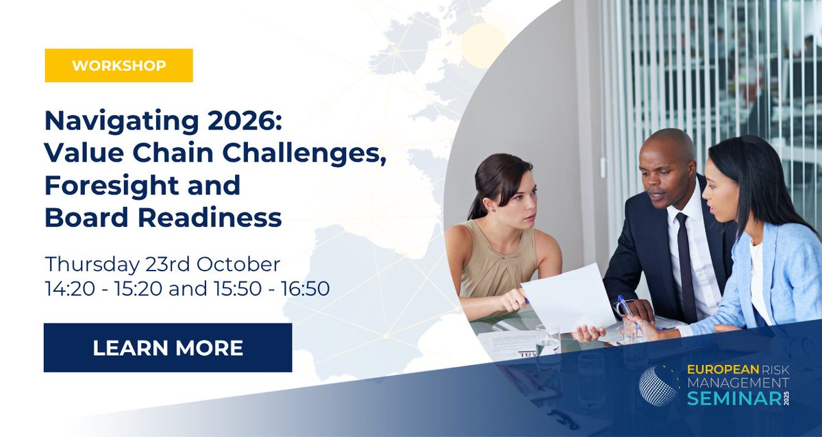Are Boards ready for 2026? How can Risk Managers help? Join our workshop ‘Navigating 2026: Value Chain Challenges, Foresight &amp; Board Readiness’ at the #fermaseminar for expert insights from the aerospace sector. 

Read more: ferma-seminar.eu/sessions/works…