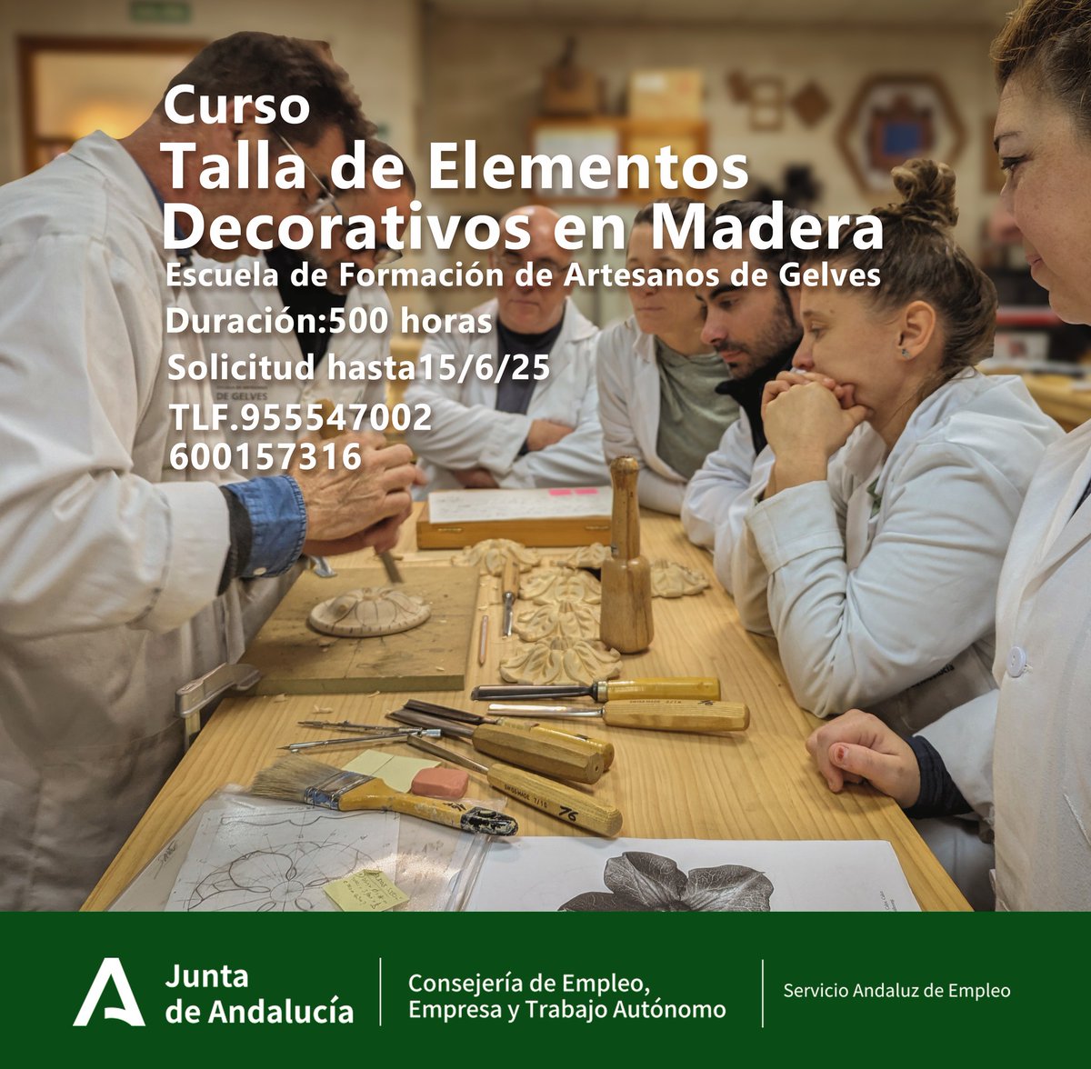 Cursos gratuitos de <a href="/EscuelArtesanos/">EscuelaFormArtesanos_Gelves</a> de Gelves:

Solicitud 📅 15/06

Más info y solicitudes > lajunta.es/5ov9a

☎️ 9555547002 📱 600157316 ✉️ Email: infoescueladeartesanos.se.sae@juntadeandalucia.es

#CursosSE #FPEAndalucía #ArtesaníaSevilla #GelvesEmpleo