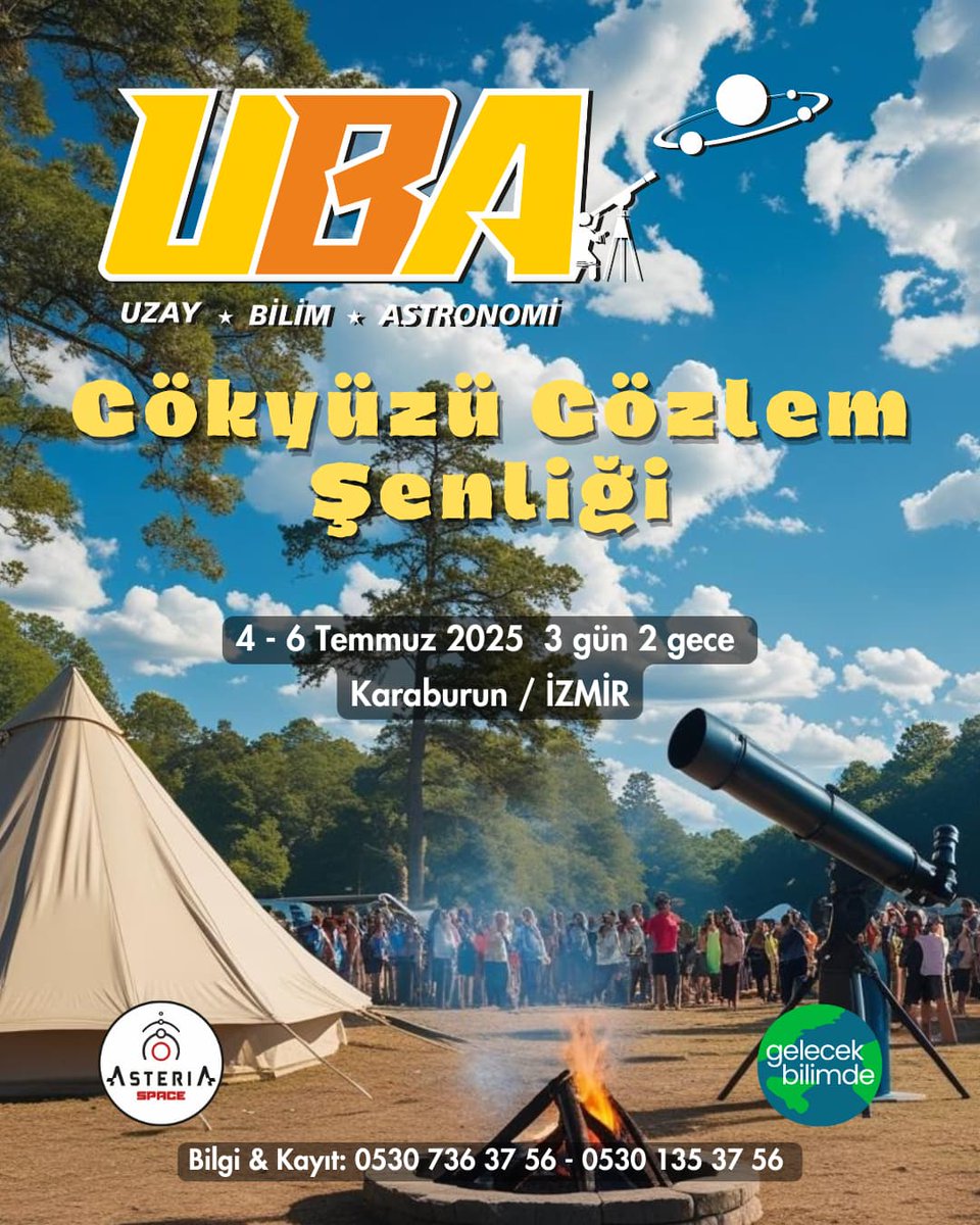 UBA 2 Gökyüzü Gözlem Şenliği'ne hazır mısınız? Ayrıntılı bilgi için 👇
🔗gelecekbilimde.net/uba/