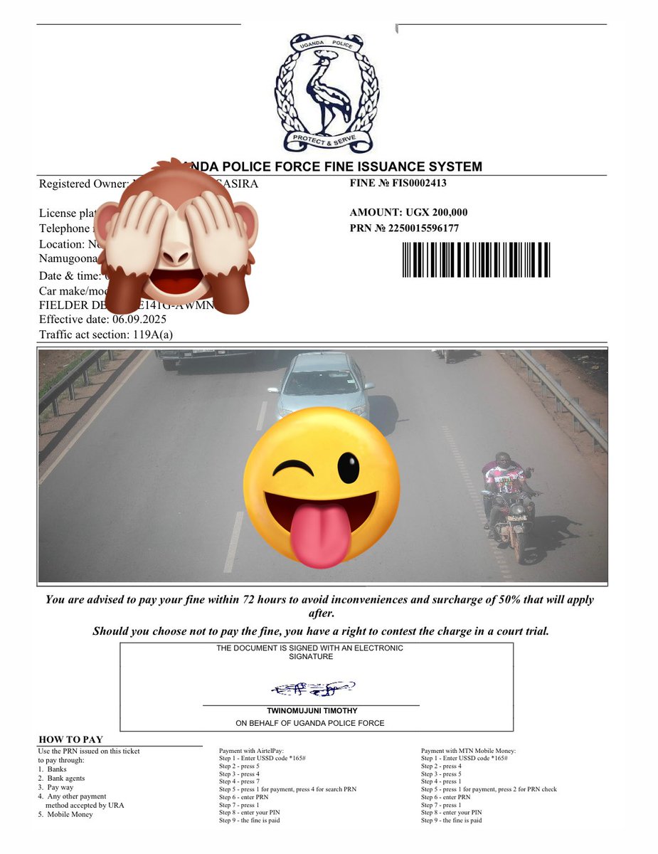 AsasiraGilbert's tweet image. On Friday I left home(Mpala) to Mukono. First I needed to fuel up at Shell Express &amp;amp; I passed Abayita and 💥! Ticket 1; Via the northern bypass Ticket 2; back to Entebbe via Abayita again ticket 3. In one day, 1.4M rising to 2.1M after 3 days 
@PoliceUg @assempebwa 
 #EPSAutoUg