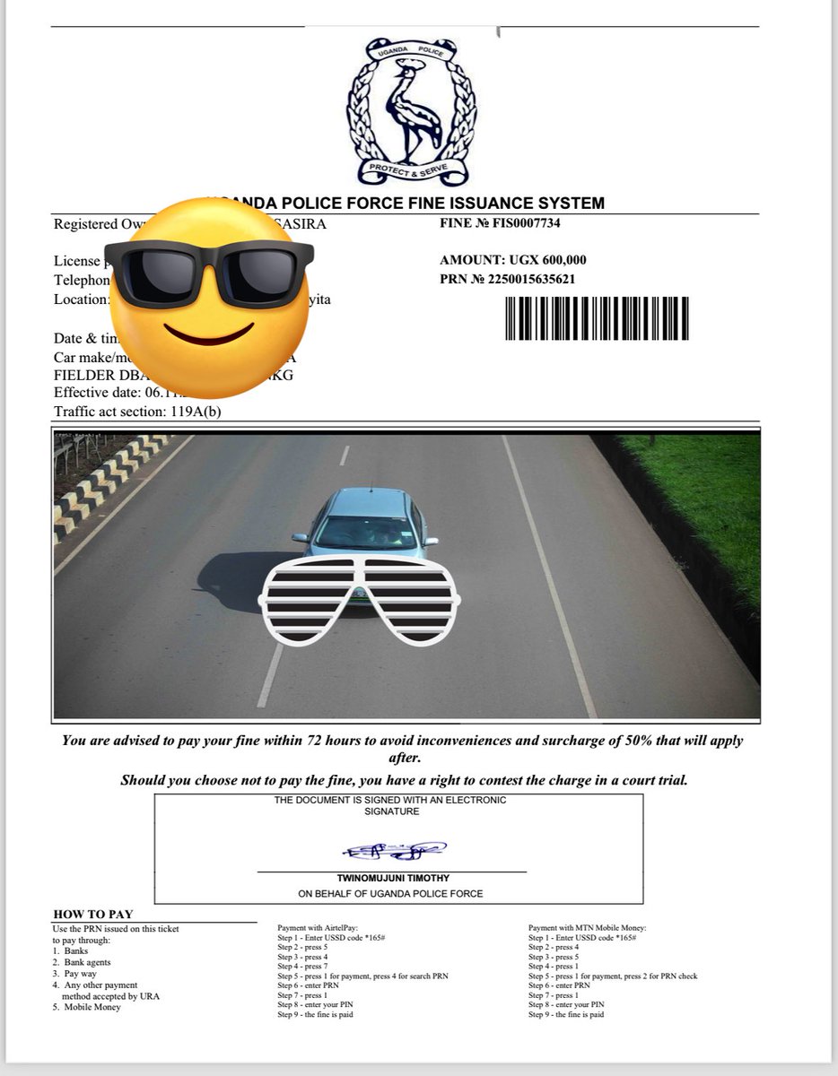 AsasiraGilbert's tweet image. On Friday I left home(Mpala) to Mukono. First I needed to fuel up at Shell Express &amp;amp; I passed Abayita and 💥! Ticket 1; Via the northern bypass Ticket 2; back to Entebbe via Abayita again ticket 3. In one day, 1.4M rising to 2.1M after 3 days 
@PoliceUg @assempebwa 
 #EPSAutoUg