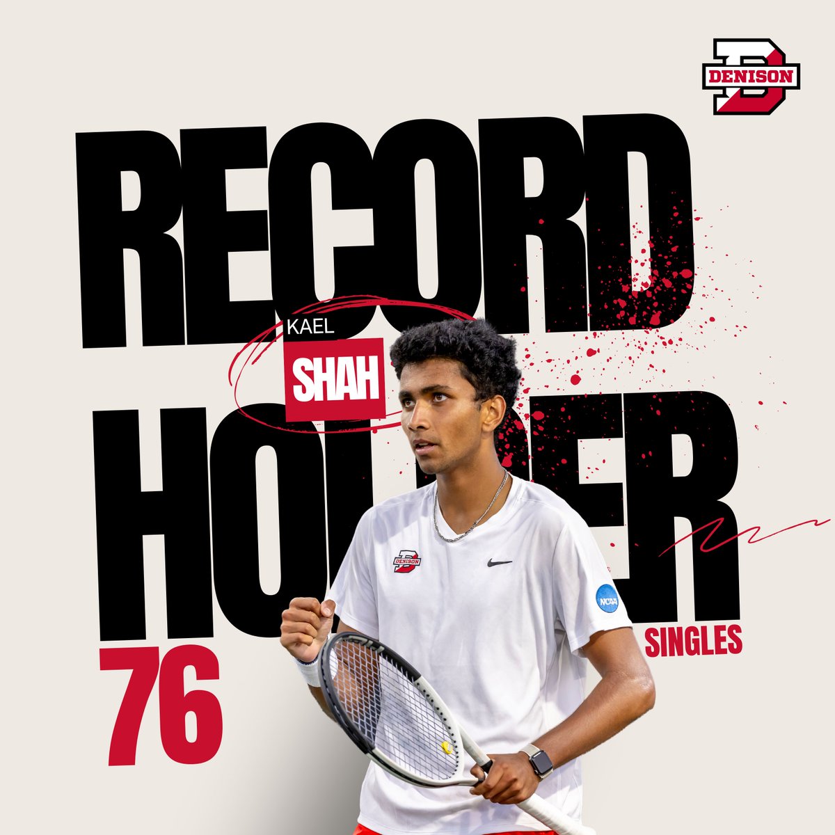 In just 2.5 years at Denison, junior Kael Shah has become the school's all-time win's leader in singles.  Shah has posted 76 wins, including 8 wins in the NCAA Men's Singles Championships over the past 2 years.