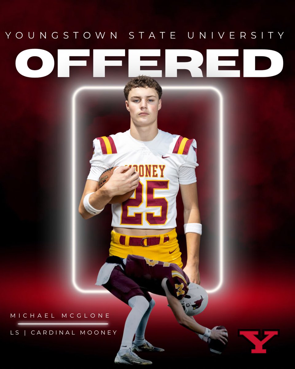 Cardinal Mooney Football (@football_mooney) on Twitter photo Congratulations <a href="/MikeMc2525/">Michael McGlone 4.5⭐️</a> on your scholarship offer to <a href="/ysufootball/">Youngstown State Football</a> !! Congratulations <a href="/MikeMc2525/">Michael McGlone 4.5⭐️</a> on your scholarship offer to <a href="/ysufootball/">Youngstown State Football</a> !!