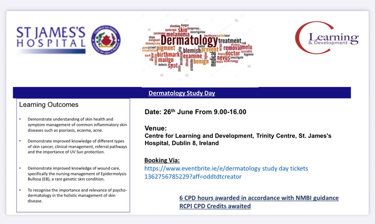 Elrey Janolino (@gentleman80s) on Twitter photo 📢 Inviting everyone to our Dermatology Study Day 2025! 🩺🌟
🗓️ 26 June
📍CLD, <a href="/stjamesdublin/">St James's Hospital</a>
🎓Learn the basics: skin anatomy, common lesions, diagnosis tips, skin cancer&more.
Let’s build a strong foundation together. See you there! 👩⚕️👨⚕️
#Dermatology #MedEd #SkinHealth #CPD 📢 Inviting everyone to our Dermatology Study Day 2025! 🩺🌟
🗓️ 26 June
📍CLD, <a href="/stjamesdublin/">St James's Hospital</a>
🎓Learn the basics: skin anatomy, common lesions, diagnosis tips, skin cancer&more.
Let’s build a strong foundation together. See you there! 👩⚕️👨⚕️
#Dermatology #MedEd #SkinHealth #CPD