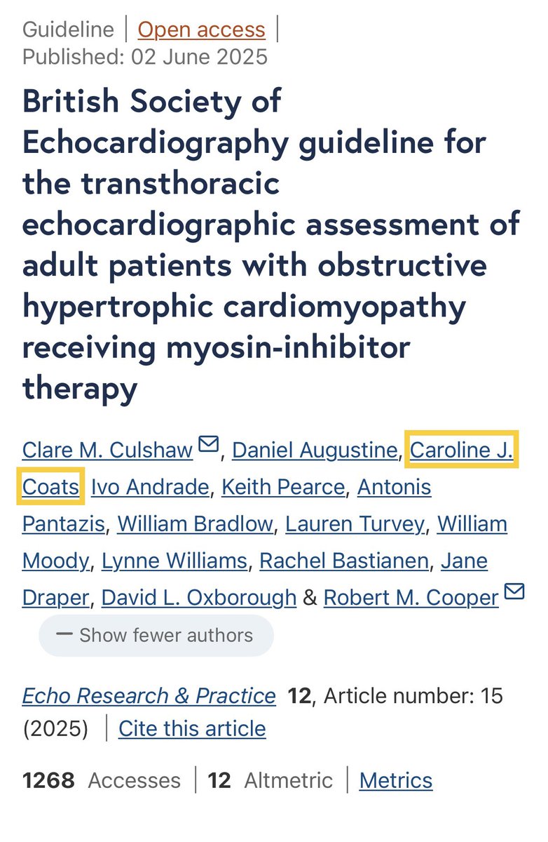 Essential guideline/resource for cardiologists and echocardiographers looking after patients with obstructive HCM. First author is our very own <a href="/ClareCulshaw1/">Clare Culshaw</a>, echo lead at <a href="/LHCHFT/">LHCH</a> (congratulations!), along with the great and the good from the cardiomyopathy world <a href="/robcoops82/">Rob Cooper</a>