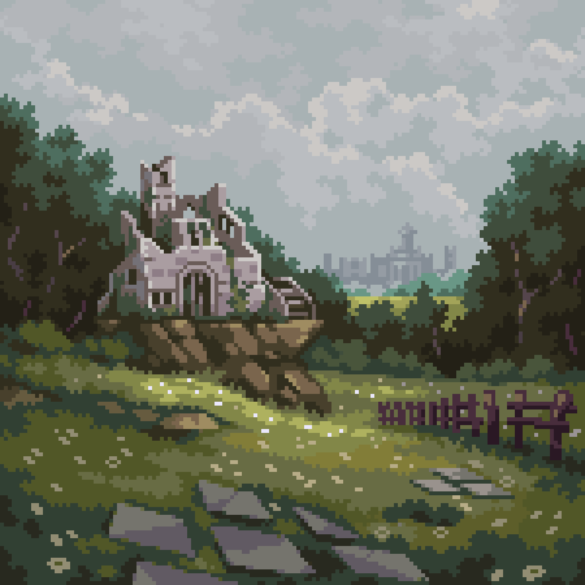 PixelArtJourney's tweet photo. Fantasy landscapes and old buildings are among my favourite things to paint! #pixelart 
 
What is yours?  

(Last one is a master study of Nathan Fowkes, just wanna credit) https://t.co/LlW2CHrOse
