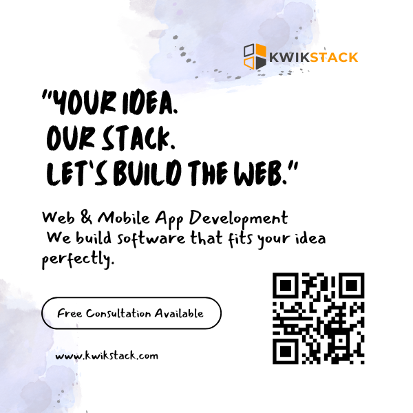 kwikstack_'s tweet photo. Got an idea for a web or mobile app?
At KwikStack, we turn your vision into high-performing software—crafted to match your idea, not the other way around. 
Let's bring your idea to life.
 https://t.co/euUu0ai3AP
#KwikStack #WebDevelopment #SoftwareSolutions #StartupSupport https://t.co/0eCFxzd9od