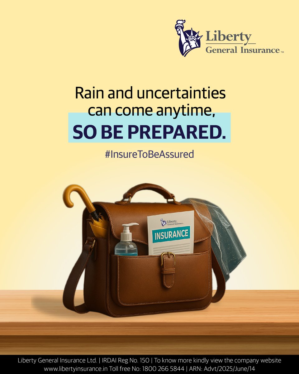 LibertyGILtd's tweet image. Rain and risks don’t come with a warning — but Liberty keeps you ready.

To learn more about Liberty's Products &amp;amp; Services, log on to: libertyinsurance.in

#LibertyGeneralInsurance #LibertyInsurance #BharoseKaVaada #InsureToBeAssured