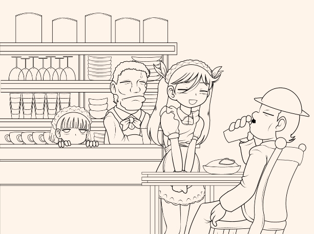 takokuboh's tweet photo. とりあえず線画作業は��えましたが、ここからいくつ山があるのやら。 https://t.co/RrA0S98LZK