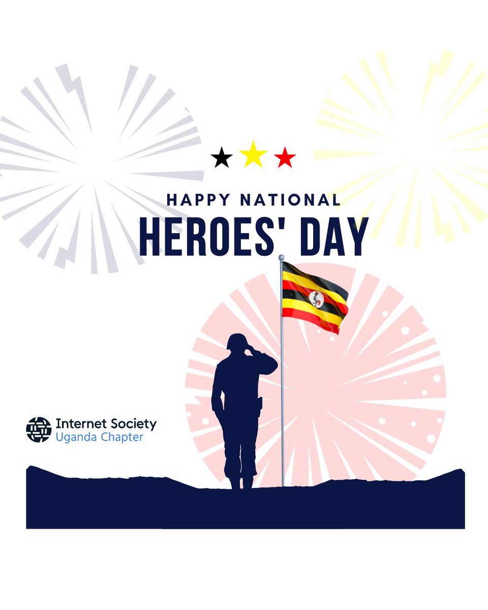 Happy National Heroes' Day to all our members &amp; supporters! Today, we honor the bravery &amp; sacrifice of Uganda's heroes. At ISOC Uganda Chapter, we're committed to promoting a safe, accessible, useful &amp; affordable internet for all. You are our heroes! #HeroesDay25 #Internet4All