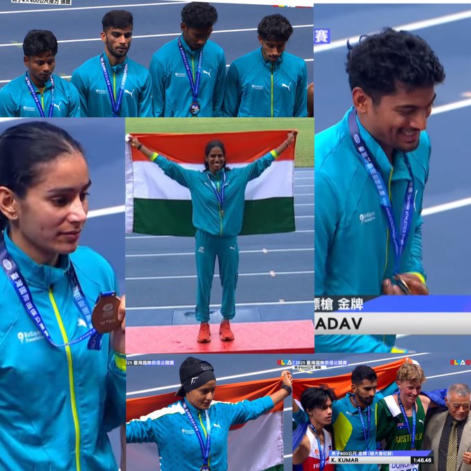 ThianboiGangte's tweet image. INDIA AT #TAIWANATHLETICSOPEN2025 🏆
12 Gold 🥇 | 3 Silver 🥈 | 1 Bronze 🥉
From explosive sprints to powerful throws #Indianathletes showed the world their grit and glory. This medal haul marks a historic moment and sets the stage for more triumphs ahead! #GoldenRun #ProudMoment