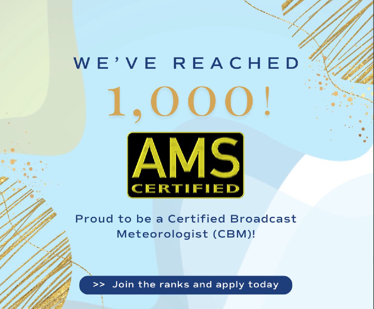 Ada Monzón (@adamonzon) on Twitter photo La American Meteorological Society <a href="/ametsoc/">American Meteorological Society</a> ha certificado a 1,000 meteorólogos en los medios de comunicación, lo que ofrece a los meteorólogos de televisión un sello de distinción y reconocimiento. Este sello es conocido como CBM (Certified Broadcasting Meteorologist) y este año La American Meteorological Society <a href="/ametsoc/">American Meteorological Society</a> ha certificado a 1,000 meteorólogos en los medios de comunicación, lo que ofrece a los meteorólogos de televisión un sello de distinción y reconocimiento. Este sello es conocido como CBM (Certified Broadcasting Meteorologist) y este año