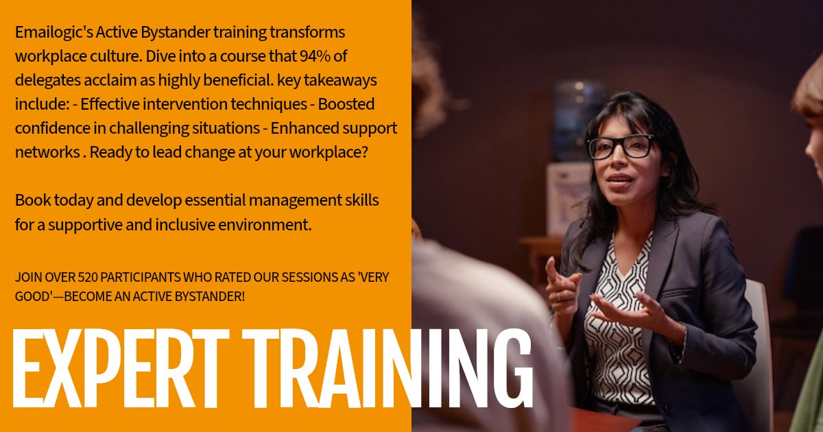 Emailogic's tweet photo. Active Bystander training has been delivered 53 times this year - let's make your organisation the next to benefit! Are you in? 
https://t.co/gc4A7CBqBE https://t.co/Rkhw8Kll5y