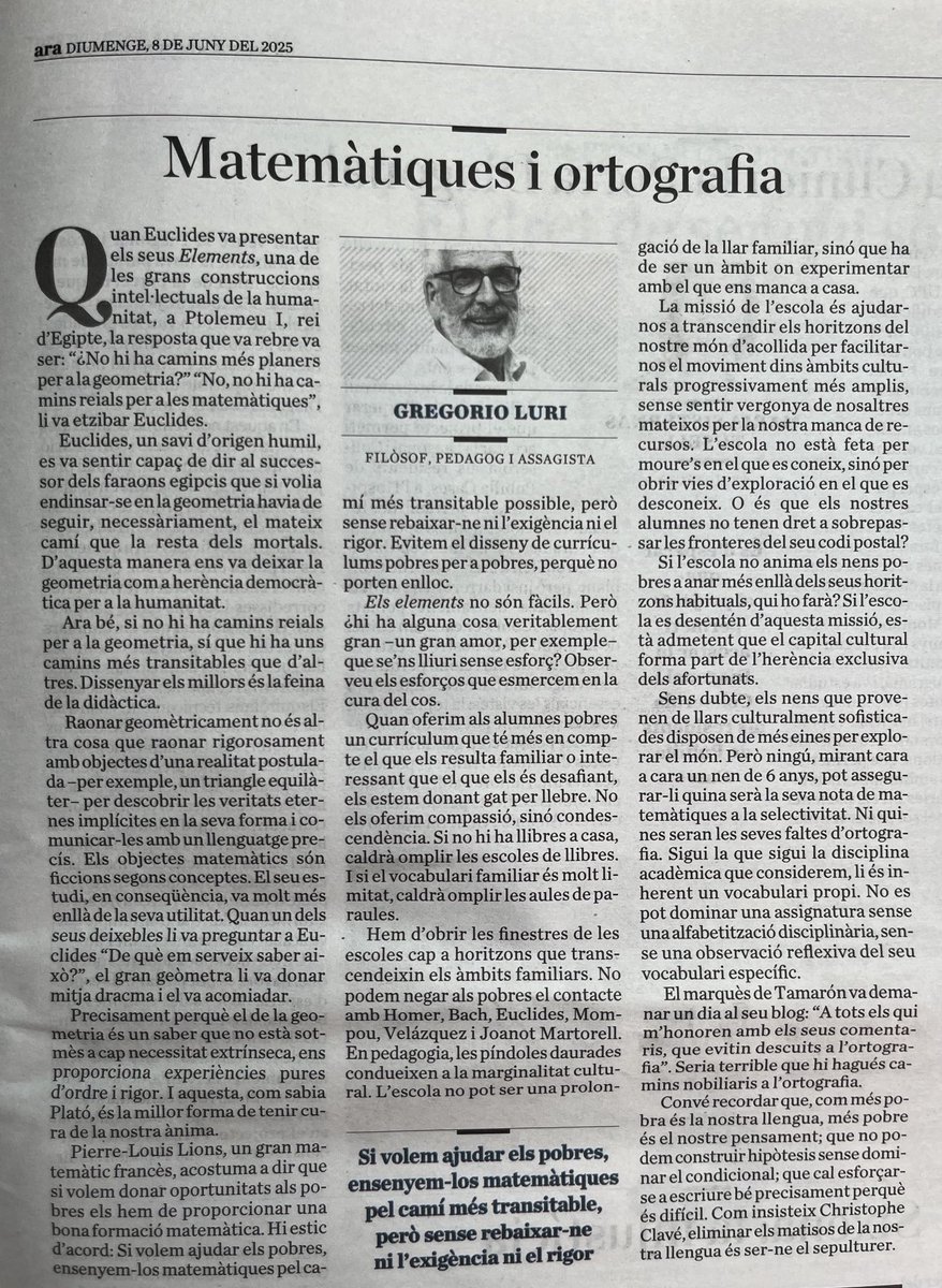 “Si l'escola no anima els nens pobres a anar més enllà dels seus horitzons habituals, qui ho farà? Si l'escola es desentén d'aquesta missió, està admetent que el capital cultural forma part de l'herència exclusiva dels afortunats”.