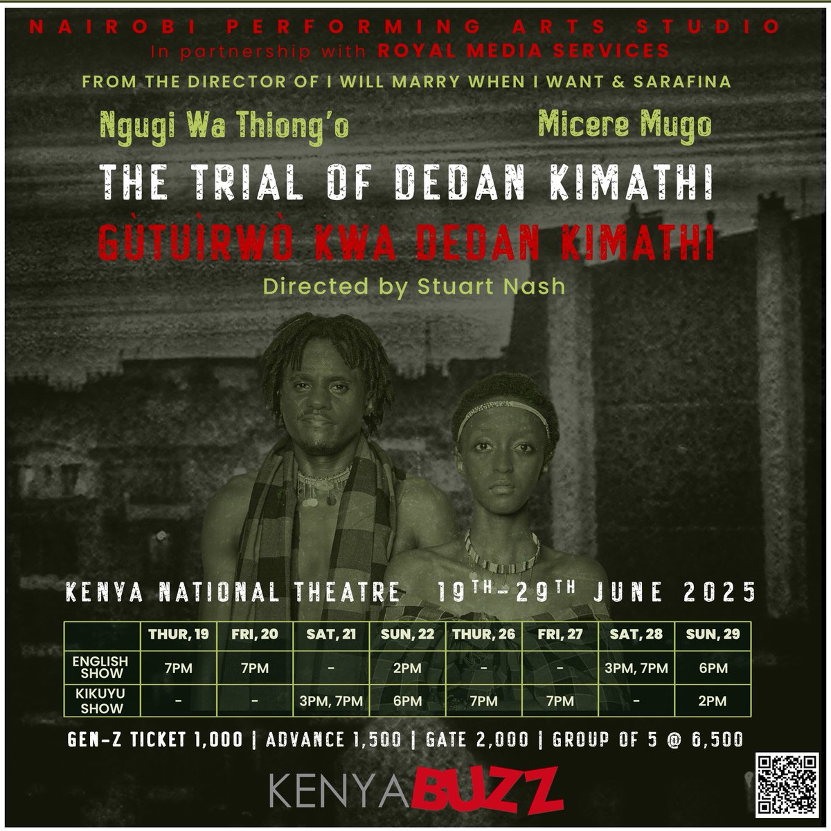 Guys, it’s almost here!! Witness History as it comes alive at the Kenya National Theatre 🎬💫

It’s powerful, revolutionary, and unmissable!

🗓️Dates:19th – 29th June 2025
📍Kenya National Theatre

Buy tickets now🎟️: kenyabuzz.com/events/event/t…

#trialofdedankimathi #kenyantheatre