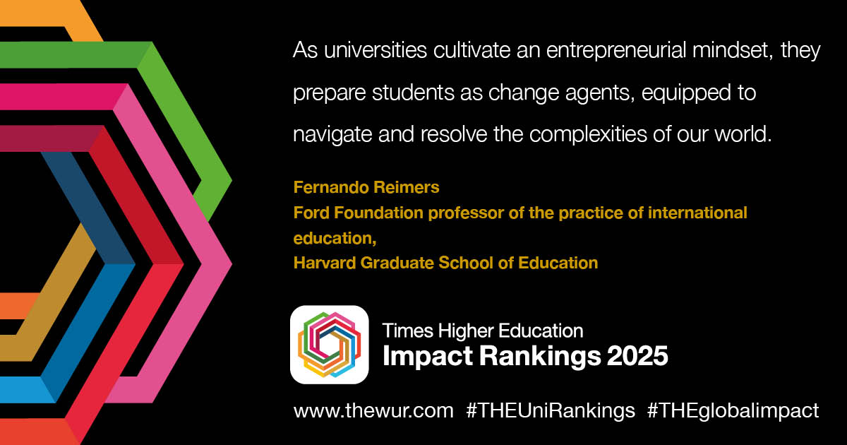 Opinion: Entrepreneurship education can bridge gap between universities and SDGs

🖊️ Fernando Reimers
ow.ly/elAw50W5wx2 #THEUniRankings #THEglobalimpact