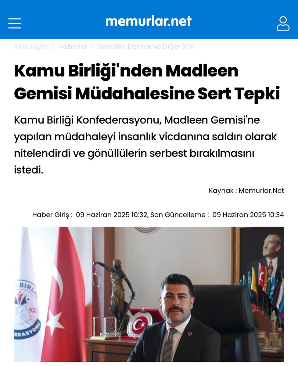 Kamu Birliği Konfederasyonu’ndan Madleen Gemisi Müdahalesine Sert Tepki:

Bu İnsanlık Vicdanına Yapılmış Bir Saldırıdır ❗️

Haberin Devamı...⤵️⤵️

memurlar.net/haber/1137820/…