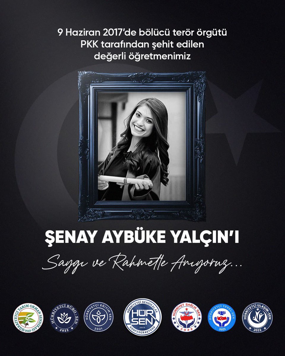 Öğretmenlik mesleğinin henüz ilk yılında, Batman’da eli kanlı PKK terör örgütü tarafından şehit edilen Öğretmen Şenay Aybüke Yalçın’ı, şehadetinin 8. yılında rahmet ve saygıyla anıyorum.

Ruhu şad, mekânı cennet olsun. 🇹🇷