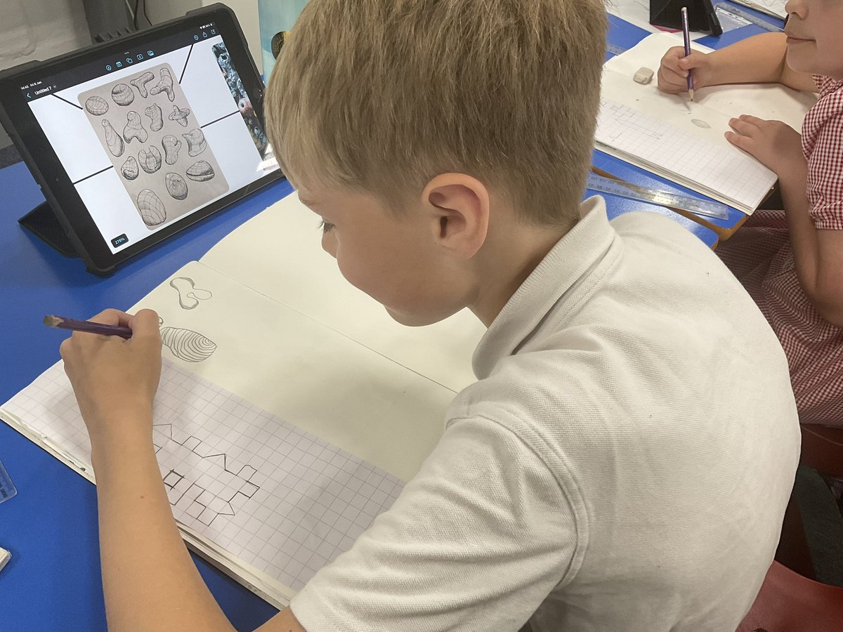 PDA_Y5's tweet image. In our Architectural unit in Art, we explored  ‘organic forms’ and drew fluid and non-traditional shapes. We used curved lines and practised letting go of rigid straight lines! We compared geometric shapes and organic shapes. #pdaart