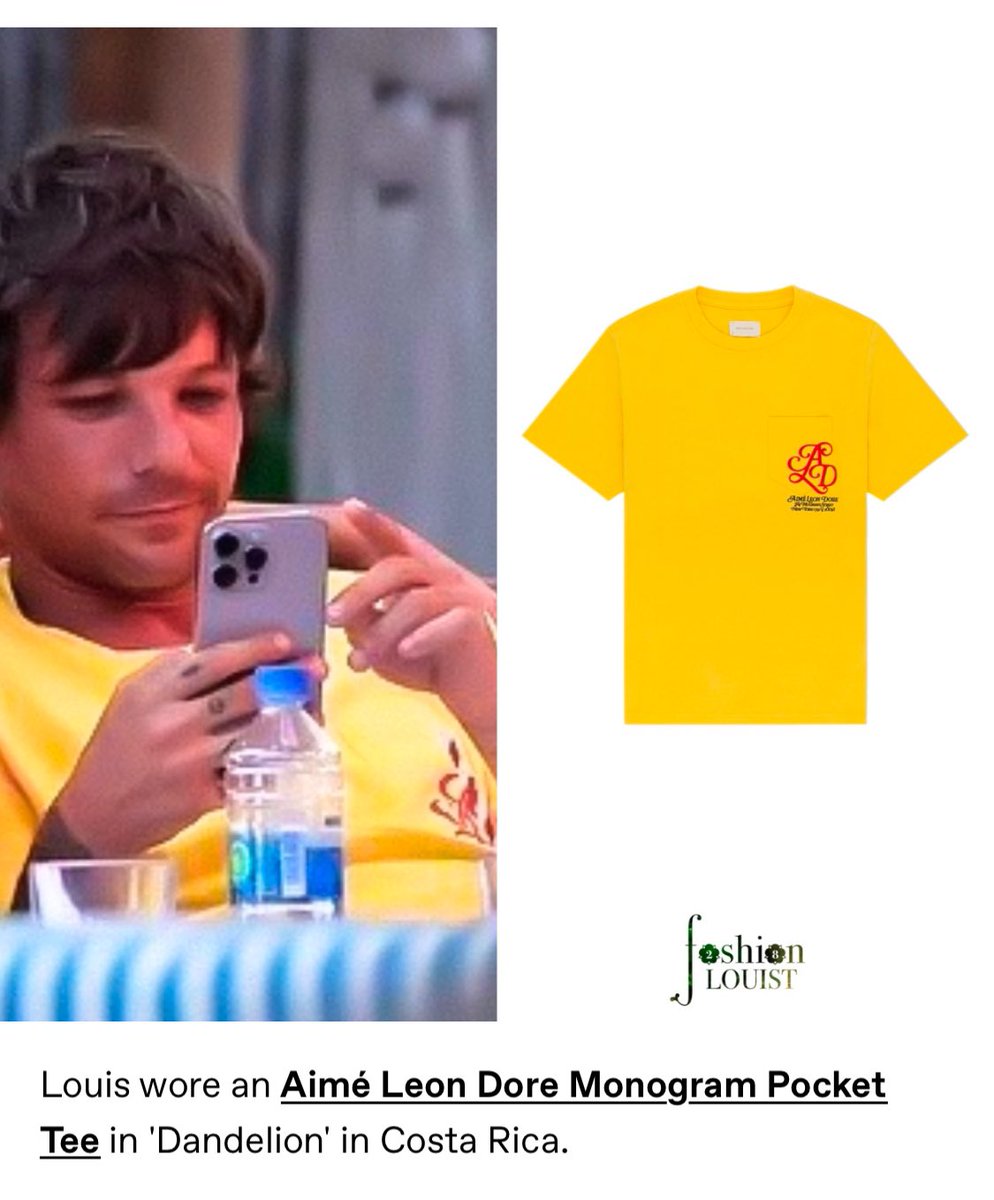 LHupdates's tweet photo. Louis wore an Aimé Leon Dore Monogram Pocket Tee in 'Dandelion' in Costa Rica 

meanwhile Harry: https://t.co/M6VtRWczCE