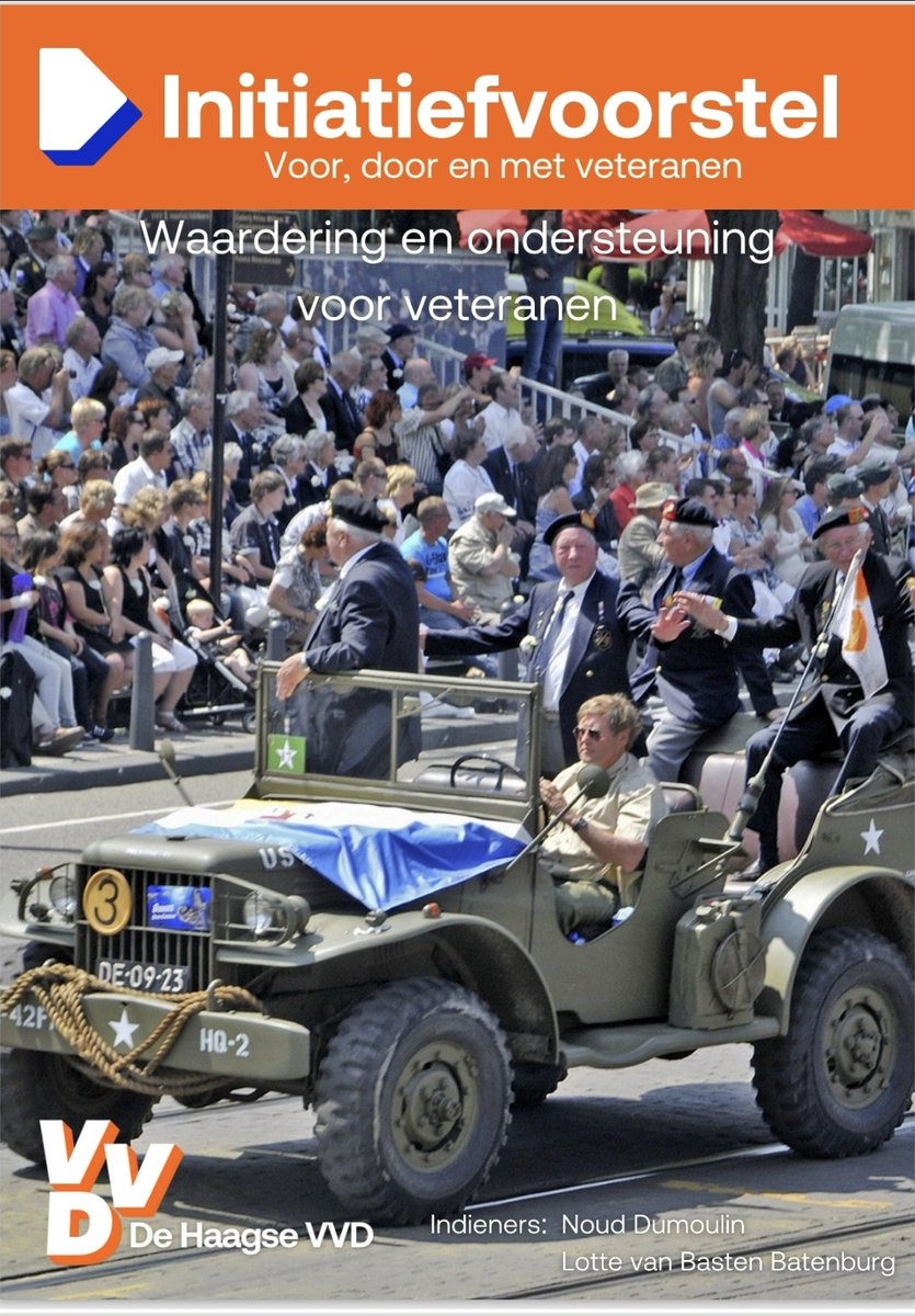 Veteranen zetten zich met gevaar voor eigen leven in voor onze vrijheid en veiligheid. Daarvoor verdienen ze ondersteuning, erkenning en waardering.

Na vele gesprekken presenteren <a href="/NoudDumo/">Noud Dumoulin</a> en ik een voorstel voor goed Haags veteranenbeleid: voor door en met veteranen!