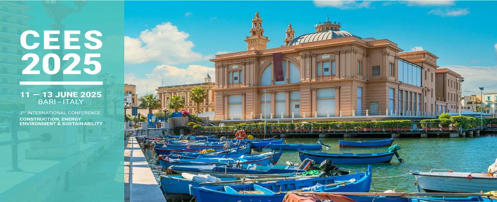 🌏 Join Us at #CEES2025: International #Conference on #Construction, #Energy, #Environment and  #Sustainability! 

📅11-13 June 2025 
📍Bari, Italy
🔗brnw.ch/21wTg5G

For more information about the conference: brnw.ch/21wTg5J

#openaccess #mdpienergies