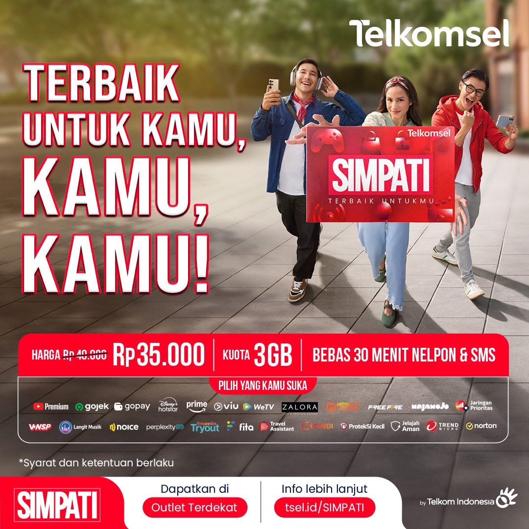 di SIMPATI lo pada bisa milih benefit sendiri loh, mau nonton film ada, dengerin music ada, main game pun juga ada. emang super lengkap deh ini #SIMPATITerbaikUntukmu guys. langsung cek disini yuk: tsel.id/SIMPATI