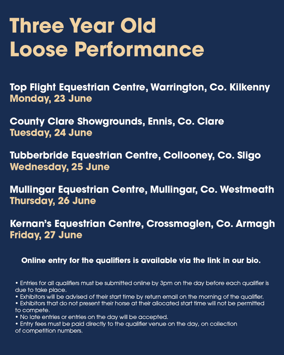 DublinHorseShow's tweet photo. Entries for the Three-Year-Old Performance Qualifiers at the 2025 RDS Dublin Horse Show are now open.
 
For more information and how to enter, head to the link in our bio.
 
#DublinHorseShow #DHS2025 #DHS150 https://t.co/tDVJnRhLxo