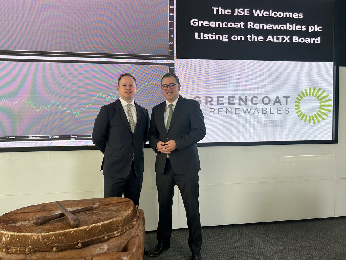 IrlAmbRSA's tweet image. Great buzz at the @JSE_Group for the listing of Greencoat Renewables - echoes the growing trade and investment relationship with RSA. Hopefully the first of many Irish company listings! #working4ireland